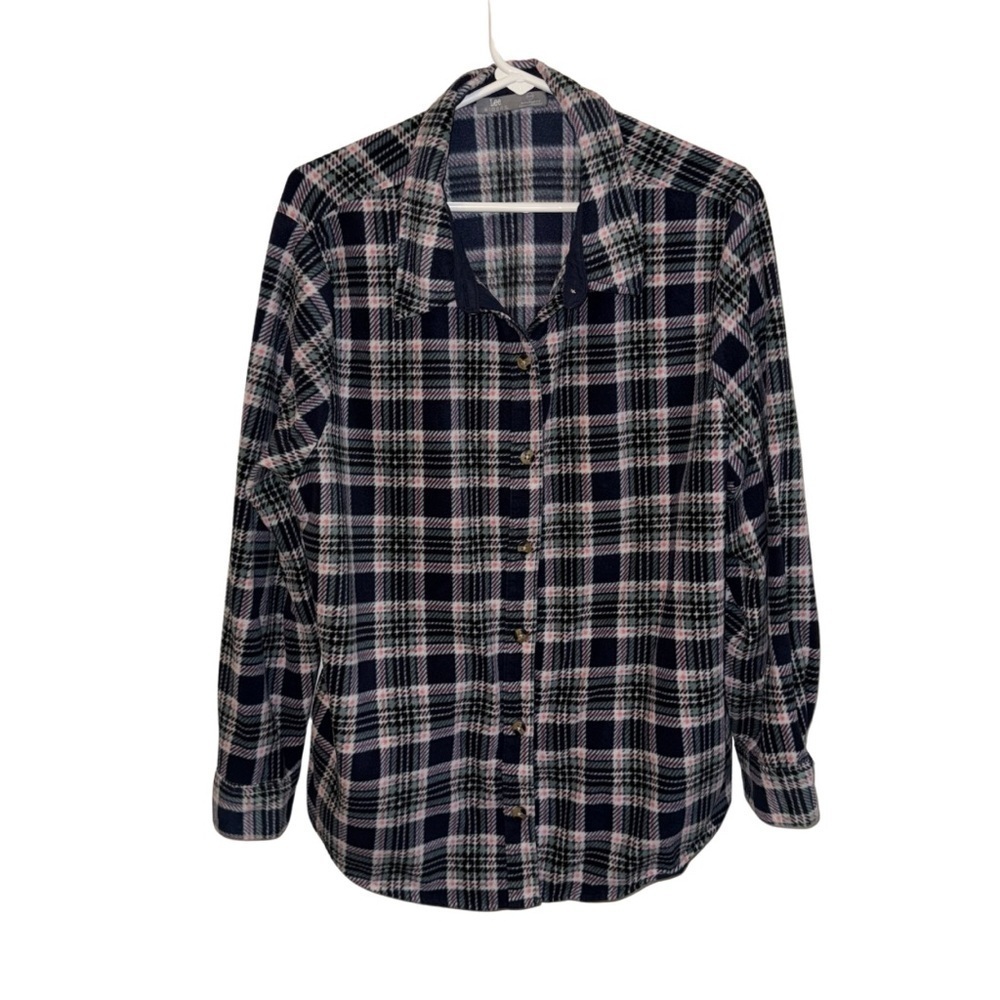Lee Navy Plaid Button Down Shirt